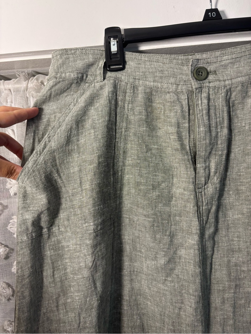 Christopher & Banks Light Sage A-Line Linen Blend Skirt - Picture 2 of 8
